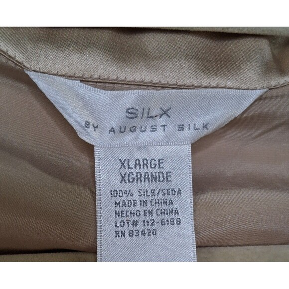 Silk Blouse Gold Tie Back Size XL August Silk Women's - Picture 2 of 9